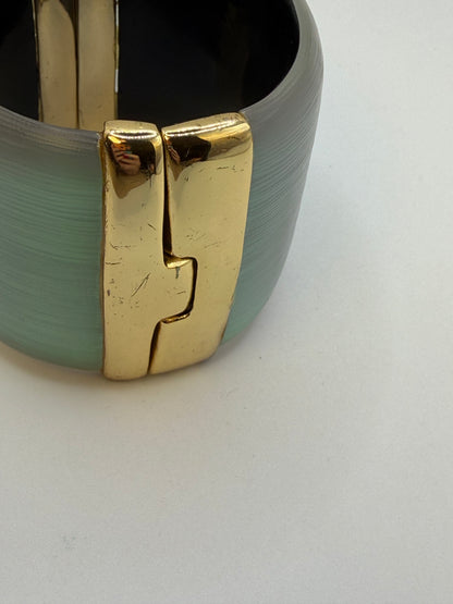 Vintage Archival Alexis Bittar Extra Wide Iridescent Green Bracelet Cuff
