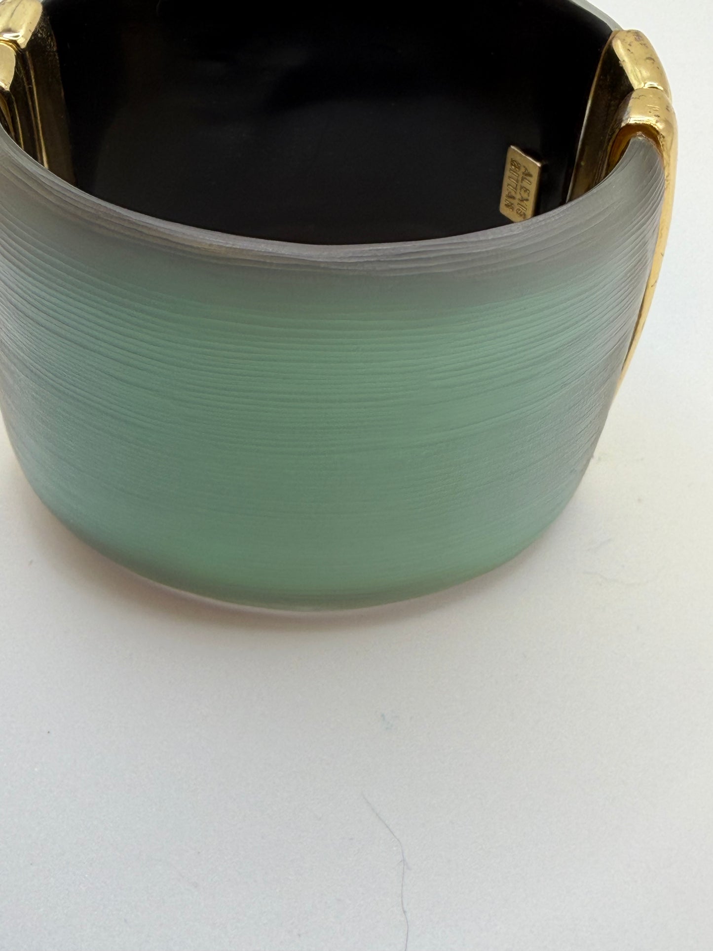 Vintage Archival Alexis Bittar Extra Wide Iridescent Green Bracelet Cuff