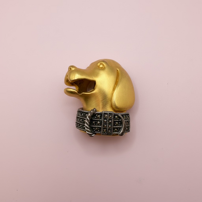 Vintage Judith Jack Chunky Dog Head Brooch