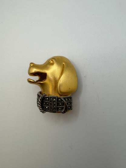 Vintage Judith Jack Chunky Dog Head Brooch