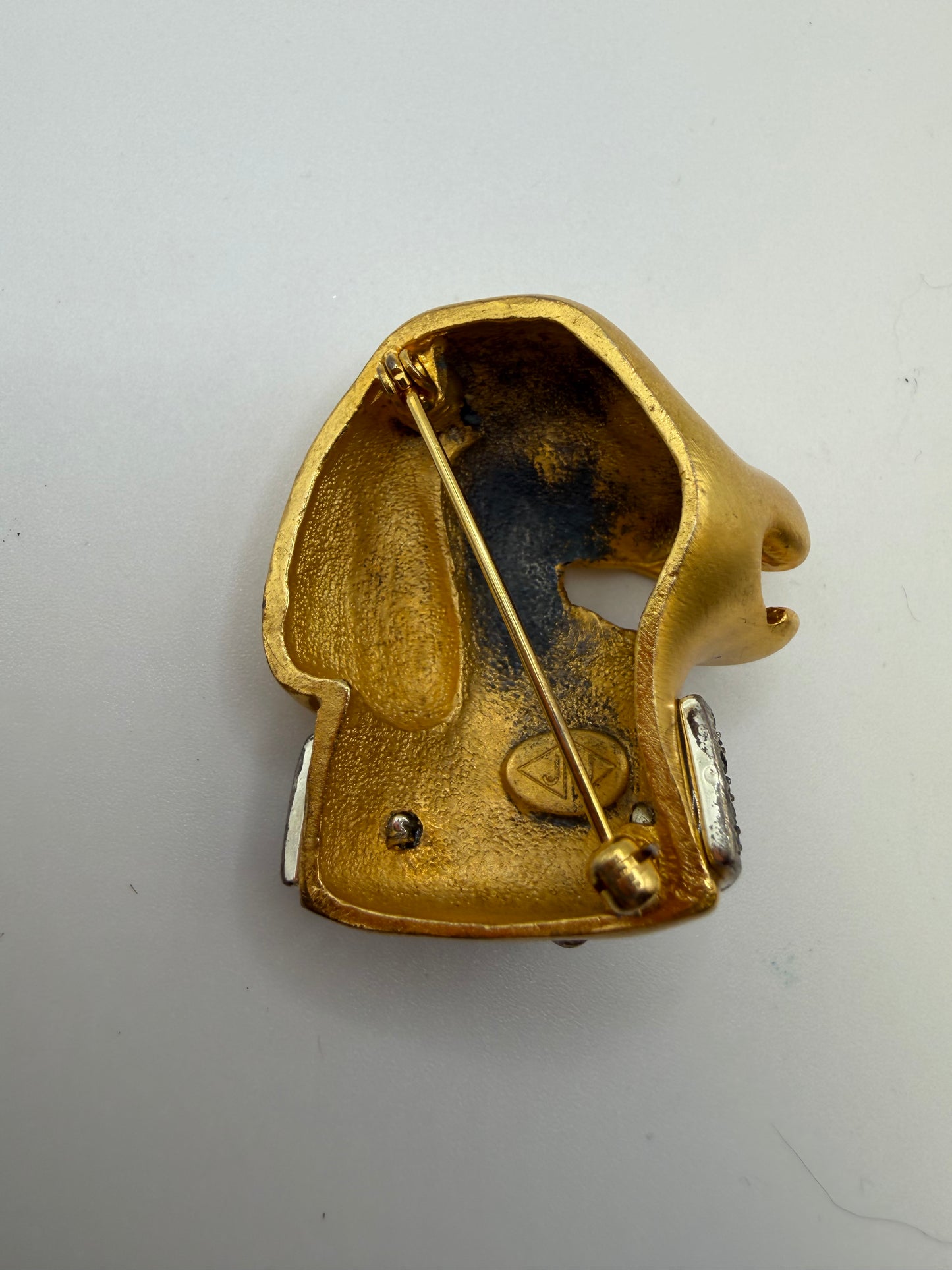 Vintage Judith Jack Chunky Dog Head Brooch