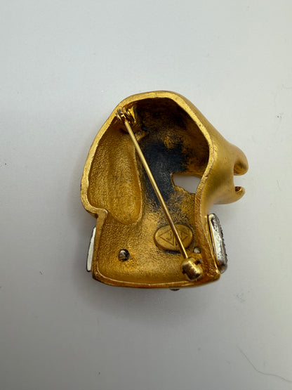 Vintage Judith Jack Chunky Dog Head Brooch