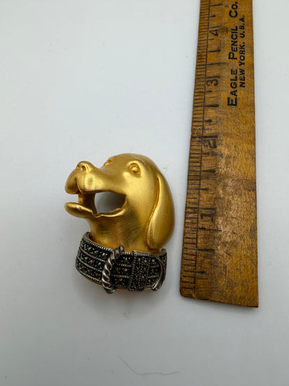 Vintage Judith Jack Chunky Dog Head Brooch