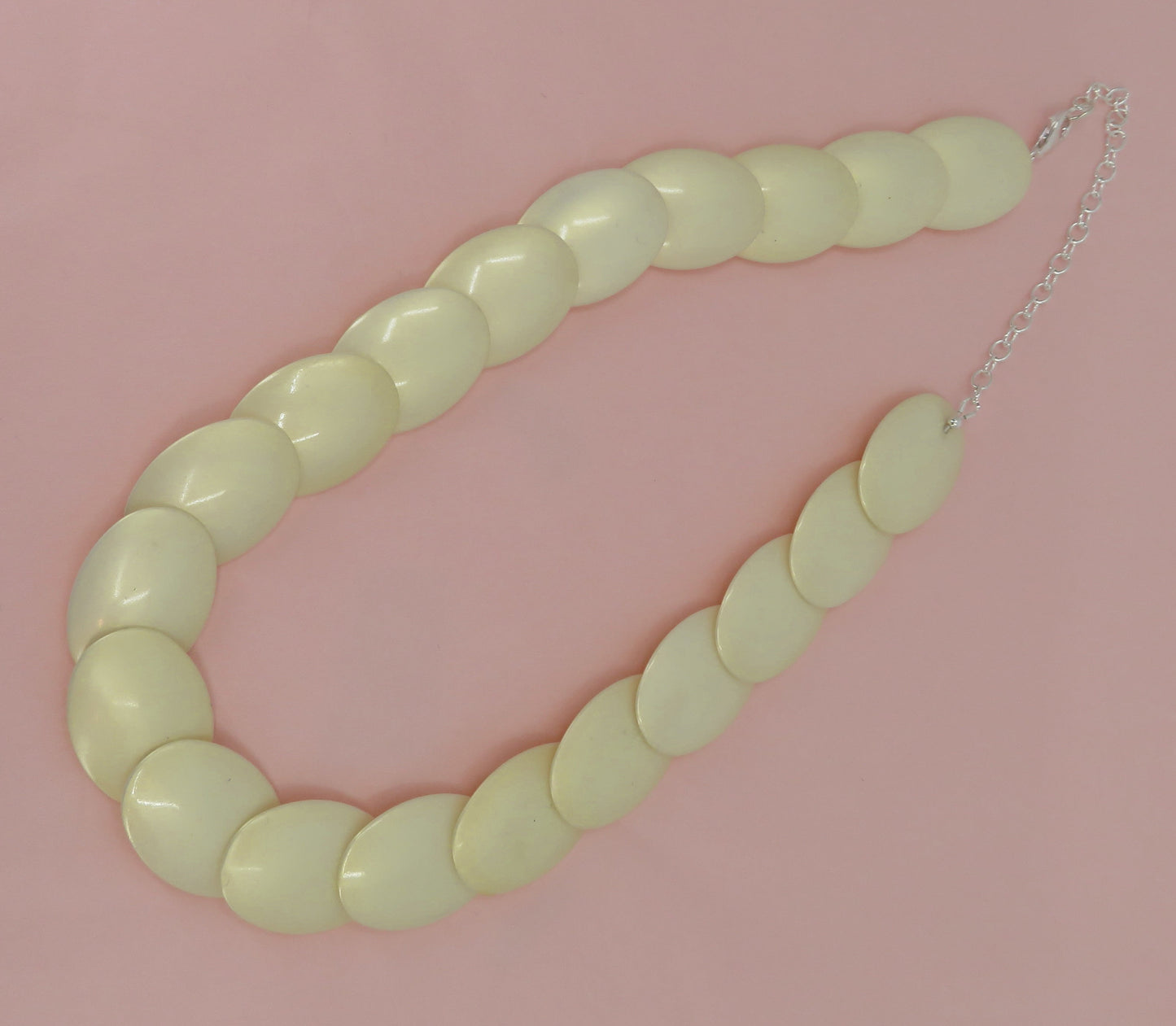 Iris Apfel's Vintage Pearlescent Disc Sterling Silver Necklace