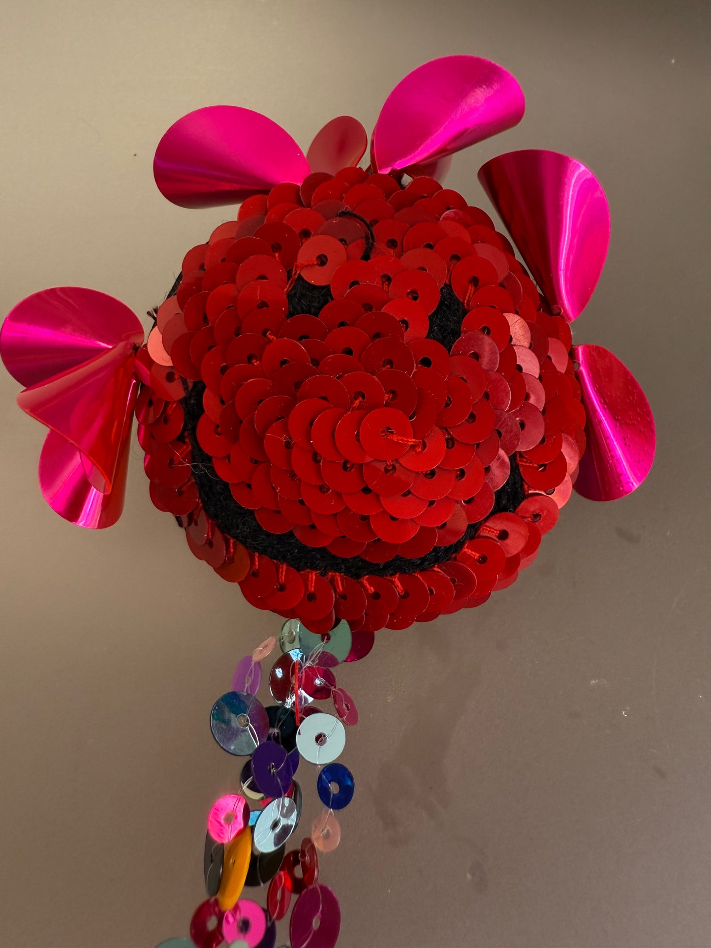 Huge Sequin Fringe Smiley Face Brooch