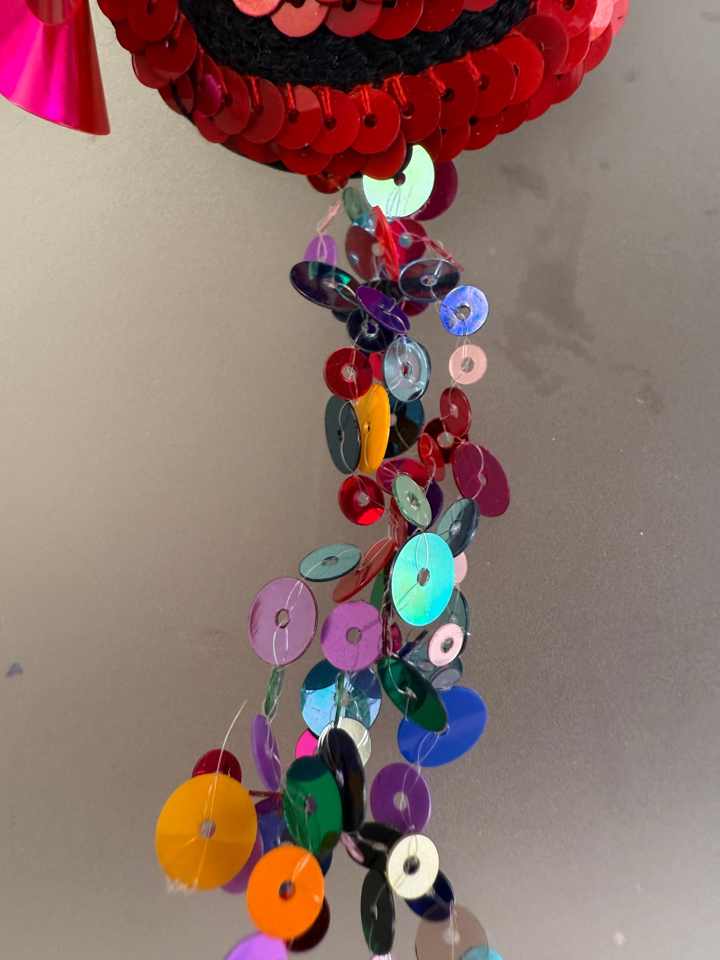 Huge Sequin Fringe Smiley Face Brooch