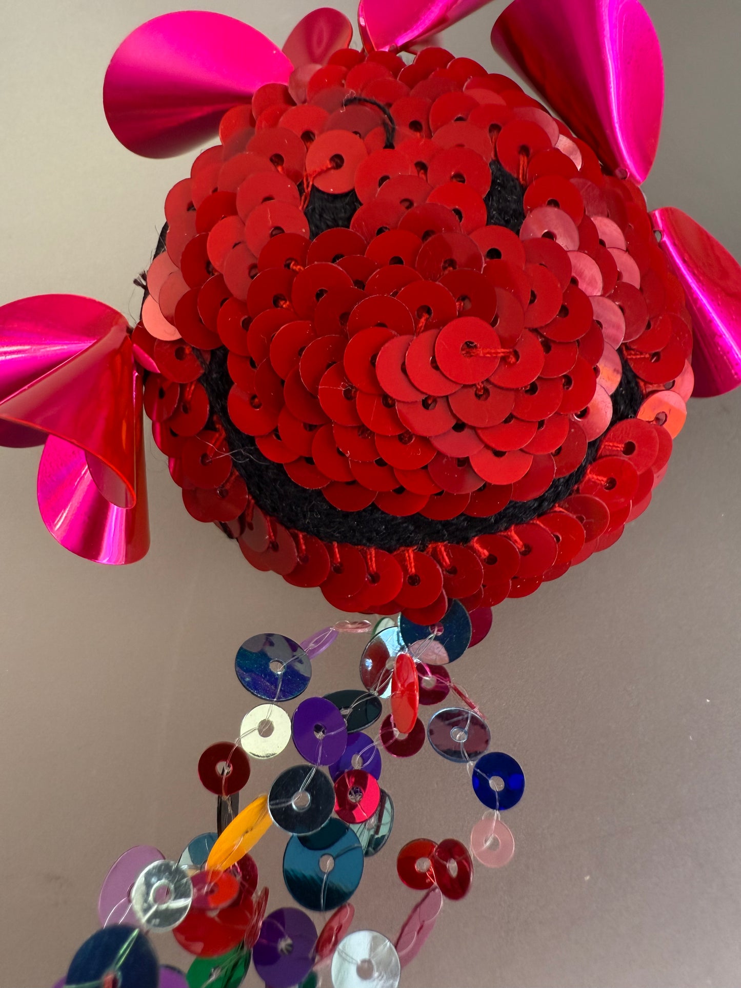 Huge Sequin Fringe Smiley Face Brooch