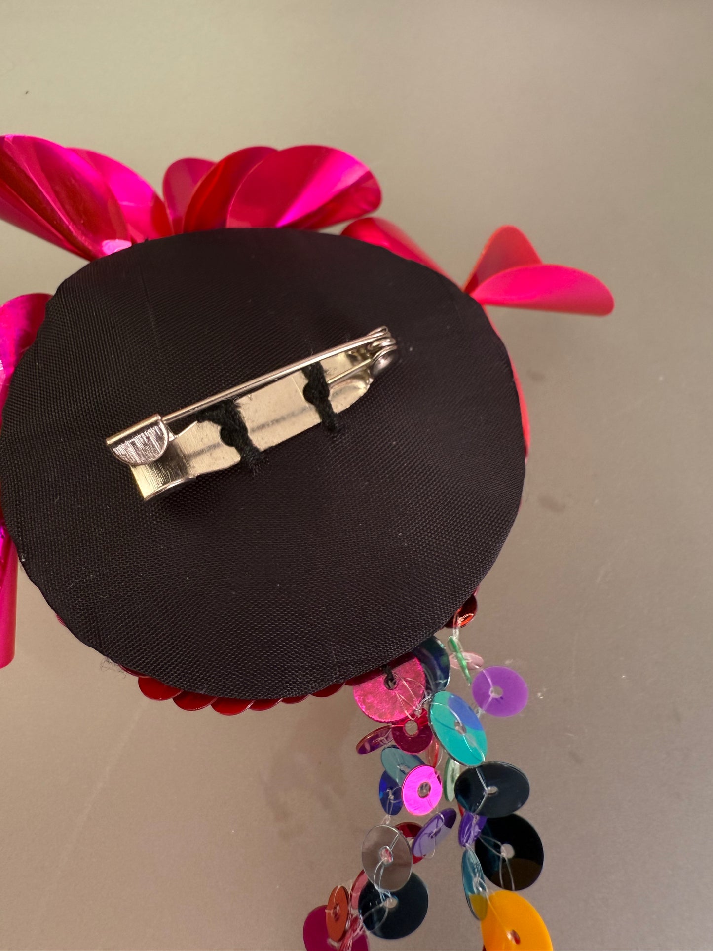 Huge Sequin Fringe Smiley Face Brooch