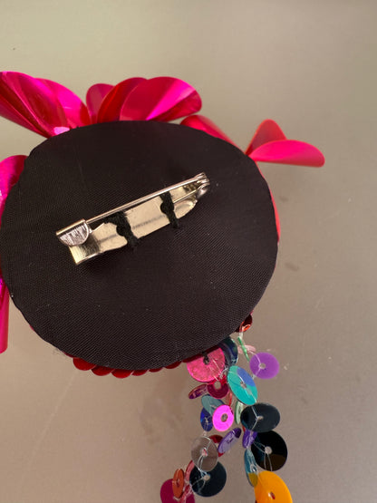 Huge Sequin Fringe Smiley Face Brooch
