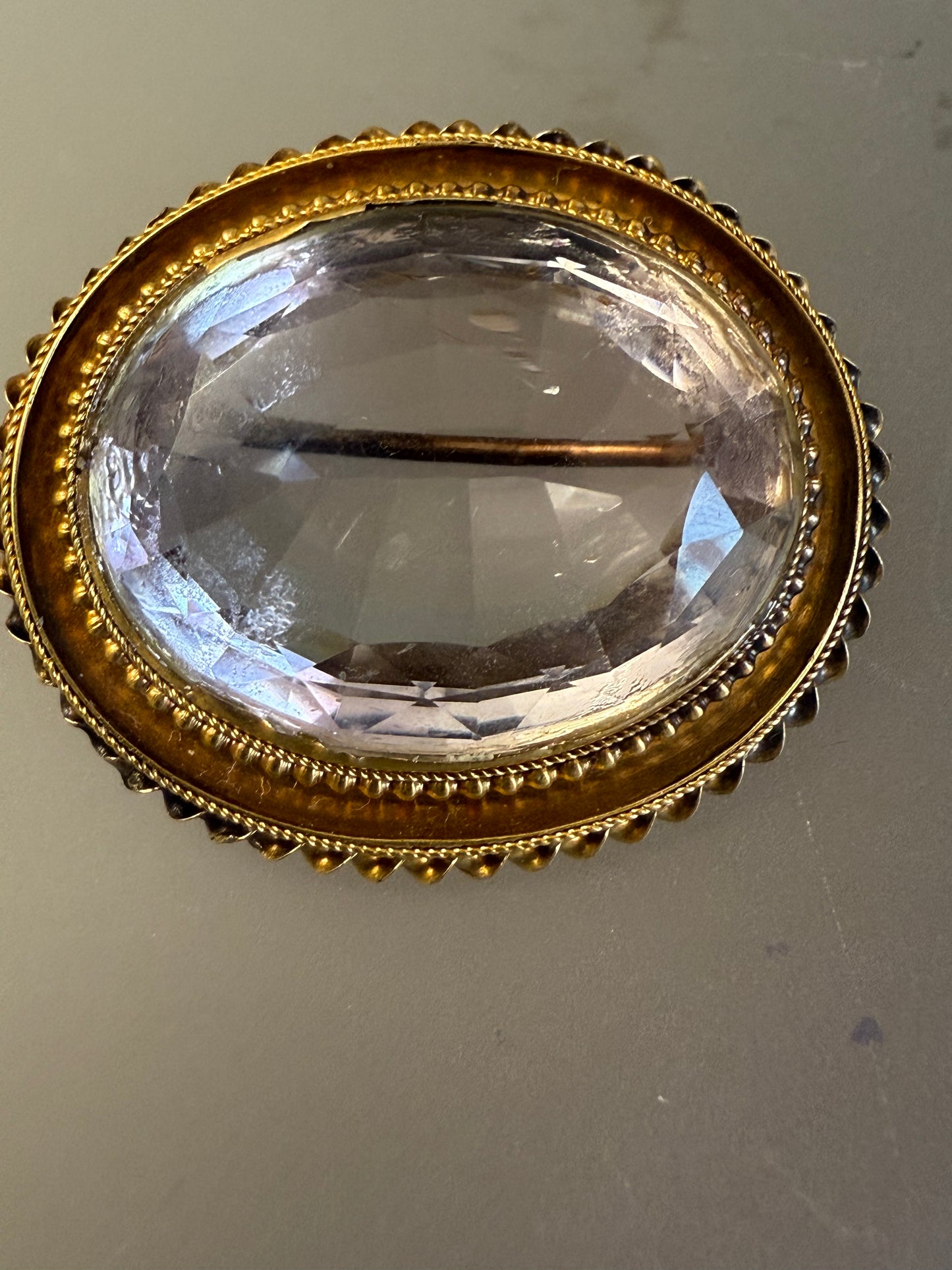 Antique Victorian 14K Solid Gold Massive 60ct Amethyst Brooch