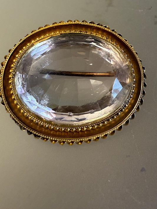 Antique Victorian 14K Solid Gold Massive 60ct Amethyst Brooch