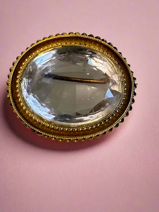 Antique Victorian 14K Solid Gold Massive 60ct Amethyst Brooch