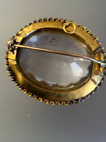 Antique Victorian 14K Solid Gold Massive 60ct Amethyst Brooch