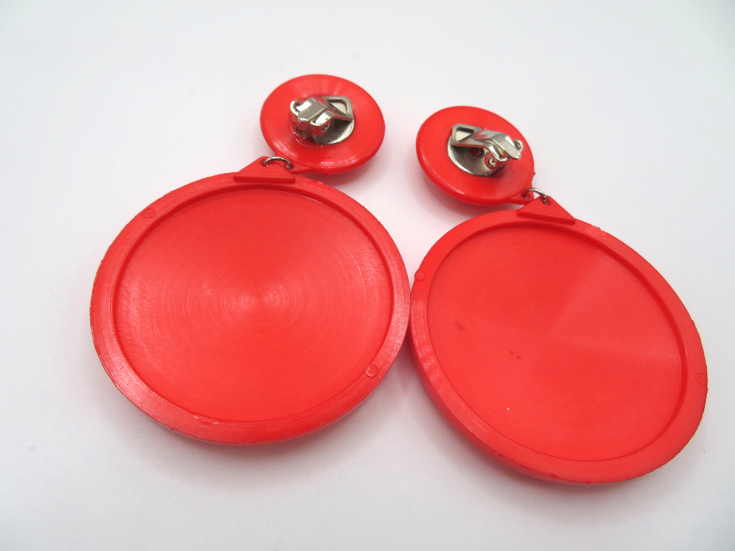 Vintage Huge Quilted Circles Clip On Earrings