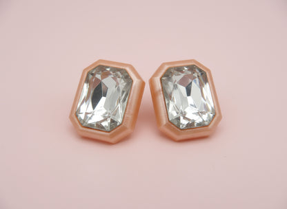 Vintage Chunky Crystal Princess Clip On Earrings
