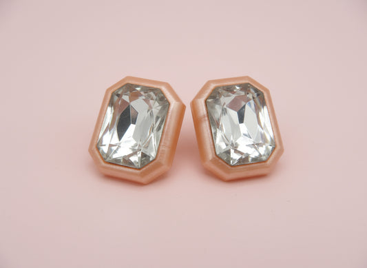 Vintage Chunky Crystal Princess Clip On Earrings