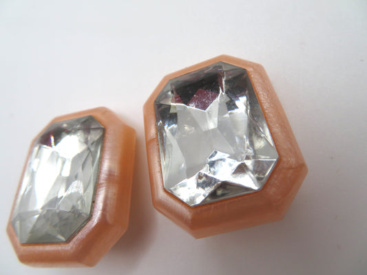 Vintage Chunky Crystal Princess Clip On Earrings