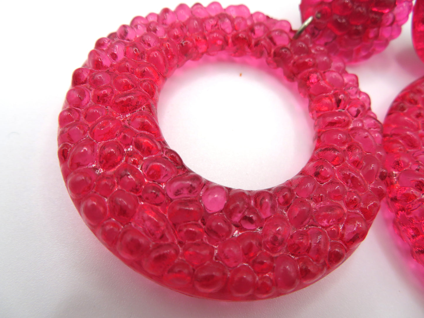 Vintage Watermelon Gummy Lucite Hoop Clip On Earrings