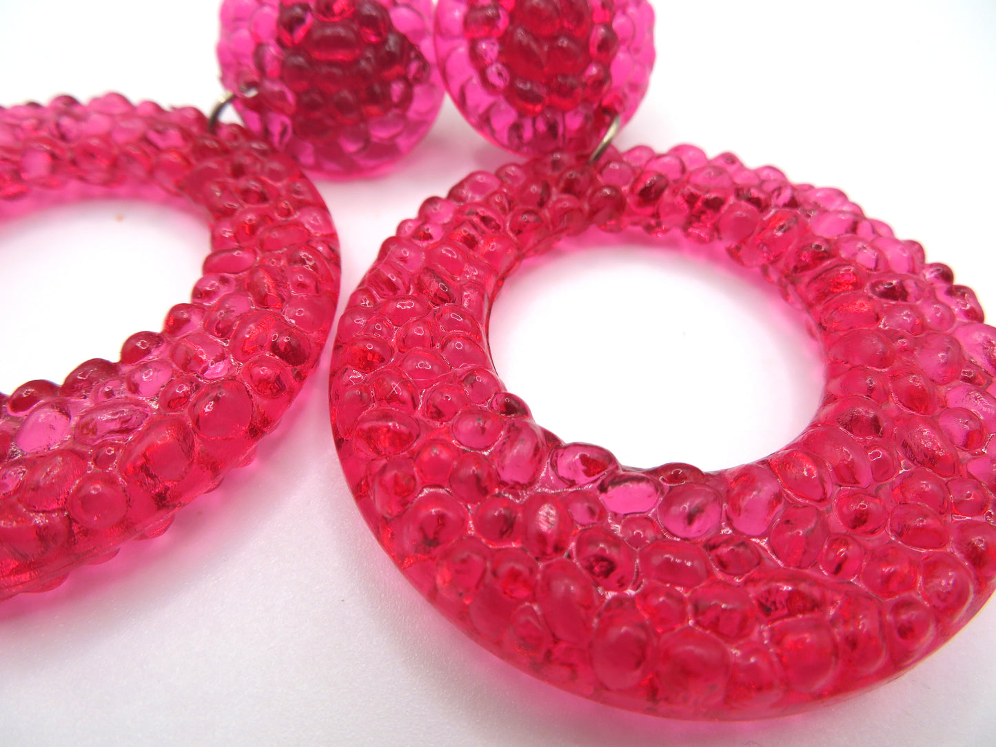 Vintage Watermelon Gummy Lucite Hoop Clip On Earrings