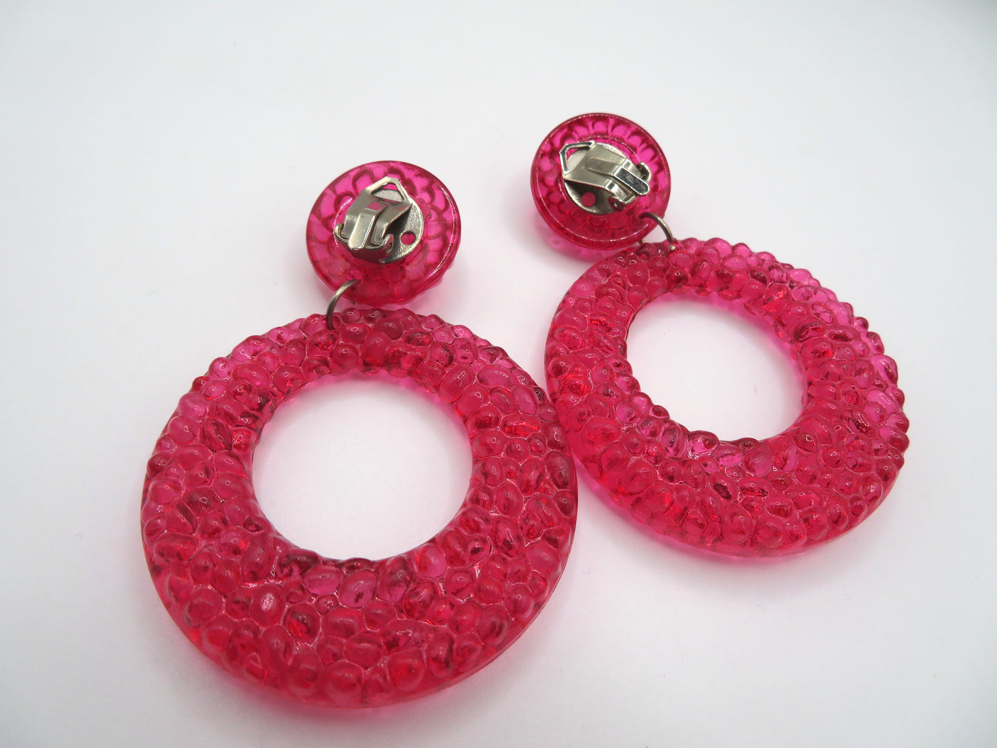 Vintage Watermelon Gummy Lucite Hoop Clip On Earrings