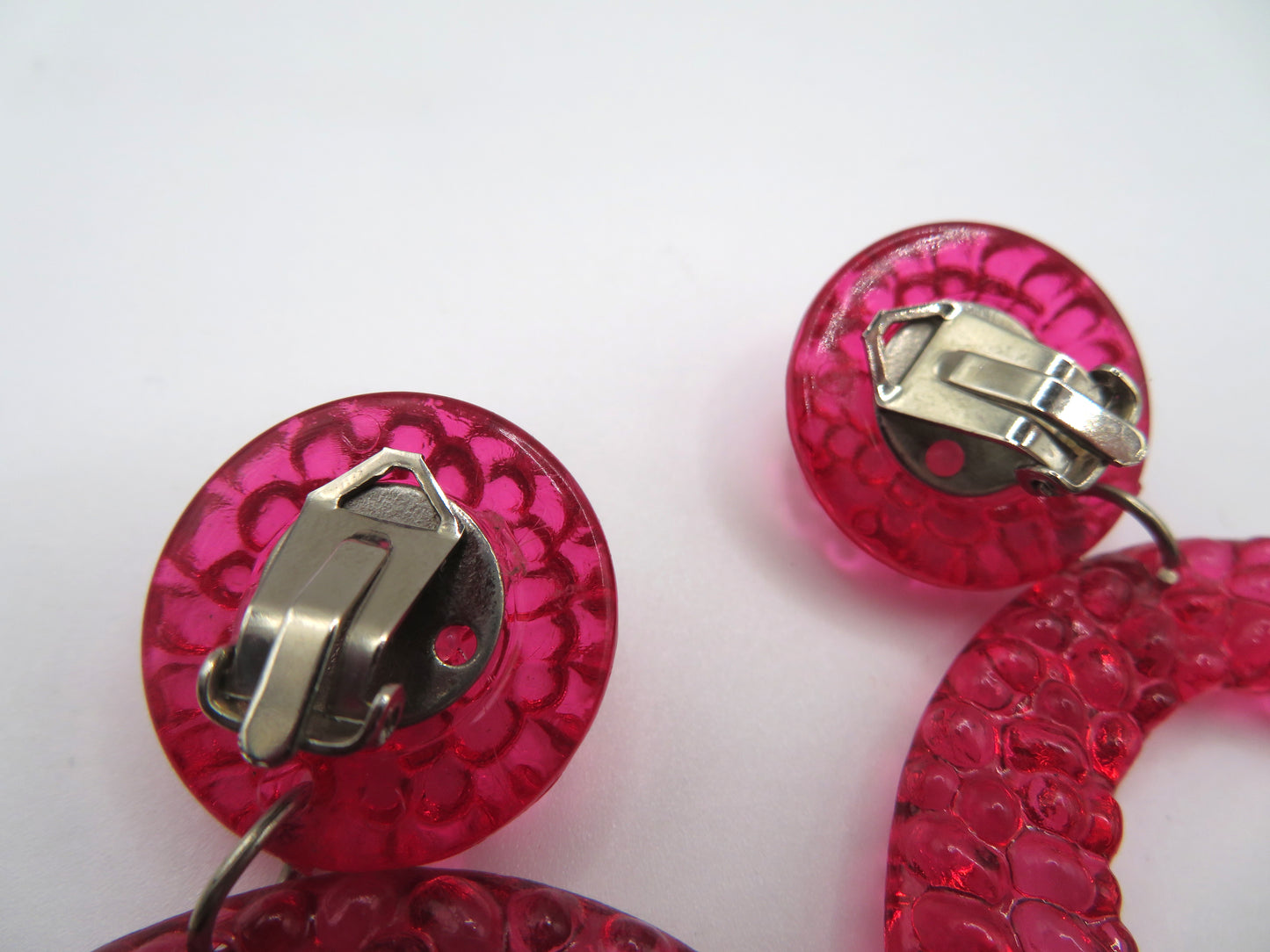Vintage Watermelon Gummy Lucite Hoop Clip On Earrings