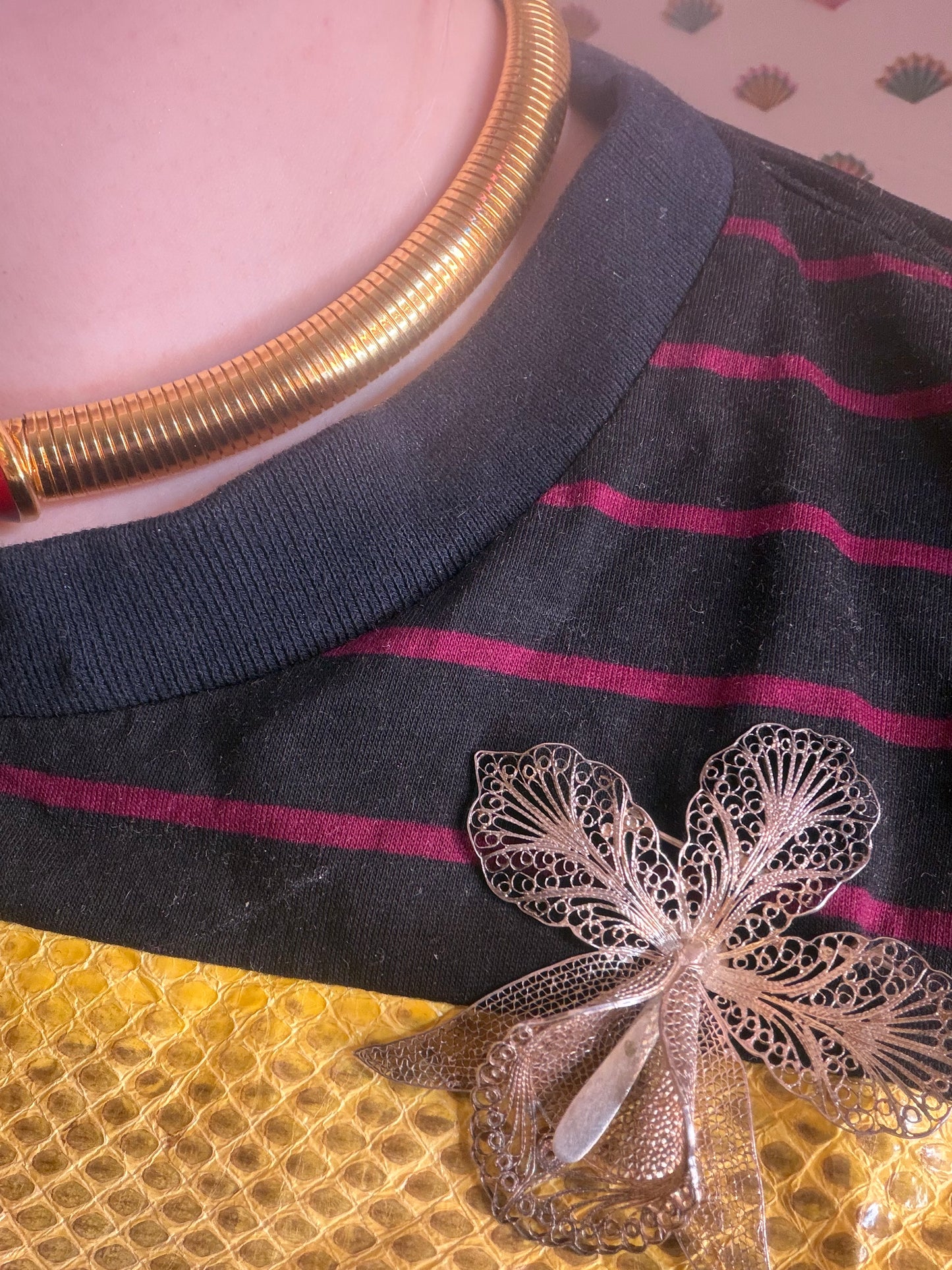 Antique Large Sterling Silver Filigree Orchid Flower Brooch