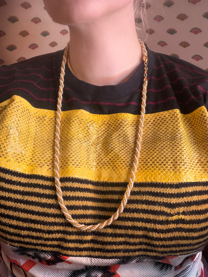 Vintage Trifari Gold Twisted Rope Necklace with Pearls