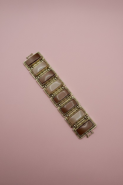 Vintage Chunky Moonglow Thermoset Link Bracelet, 1950s
