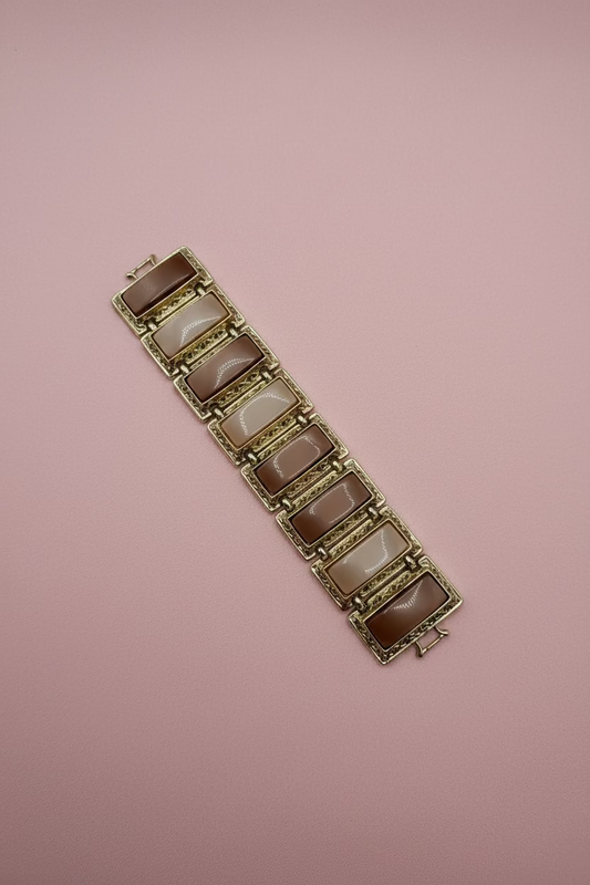 Vintage Chunky Moonglow Thermoset Link Bracelet, 1950s
