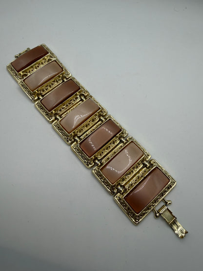 Vintage Chunky Moonglow Thermoset Link Bracelet, 1950s