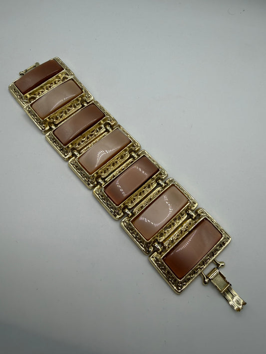 Vintage Chunky Moonglow Thermoset Link Bracelet, 1950s