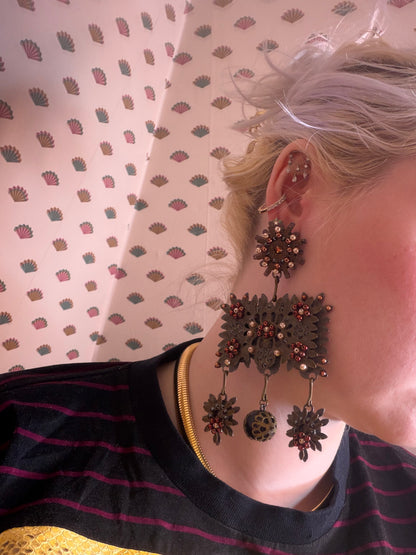Monumental DSQUARED2 Pearl Studded Chandelier Earrings
