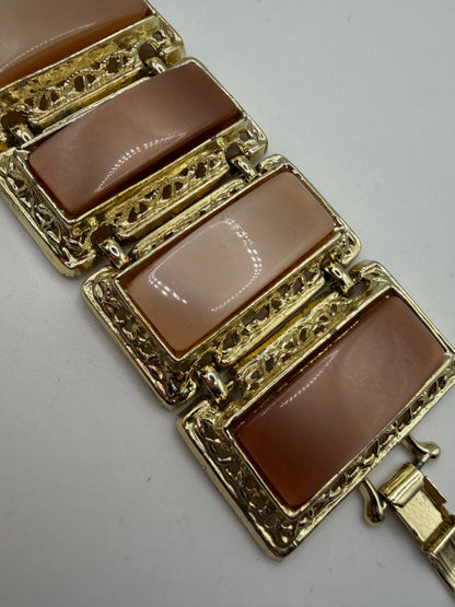 Vintage Chunky Moonglow Thermoset Link Bracelet, 1950s