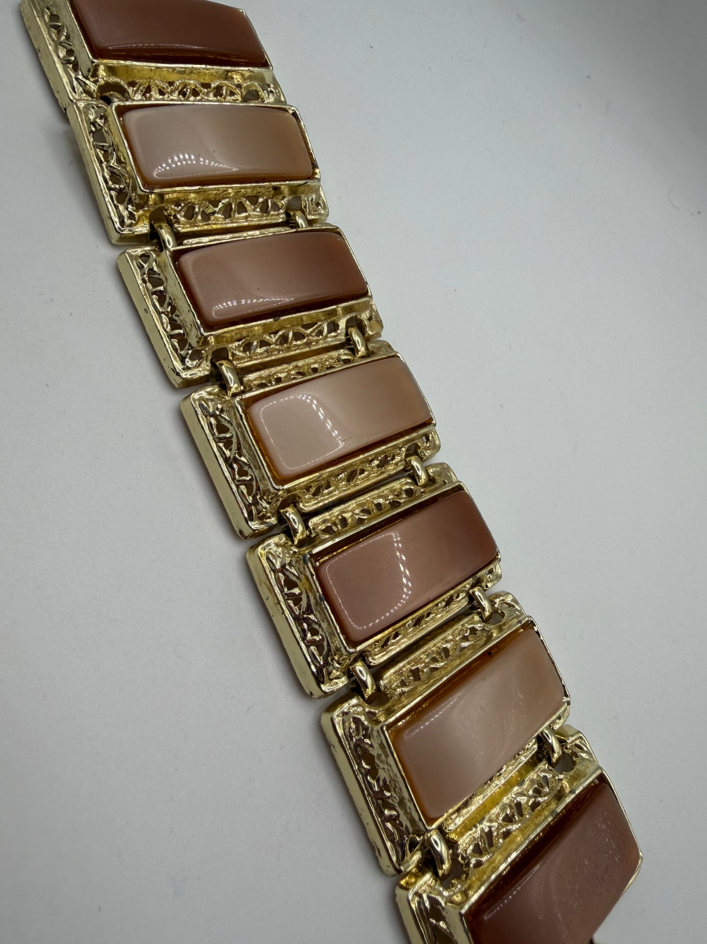 Vintage Chunky Moonglow Thermoset Link Bracelet, 1950s