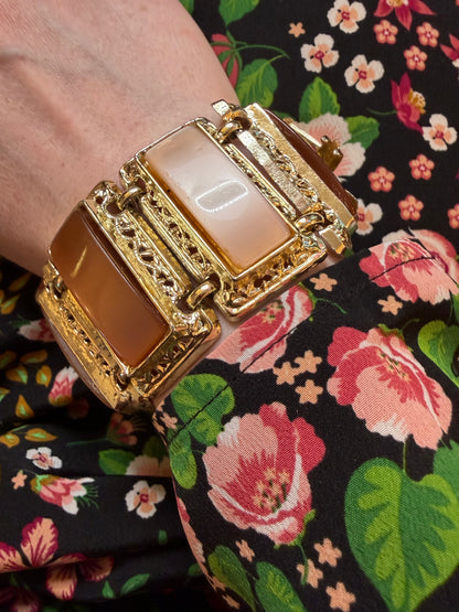 Vintage Chunky Moonglow Thermoset Link Bracelet, 1950s