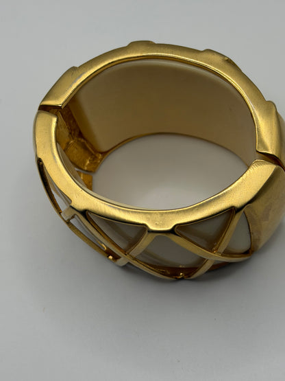 Vintage Gold Caged Cream Bangle