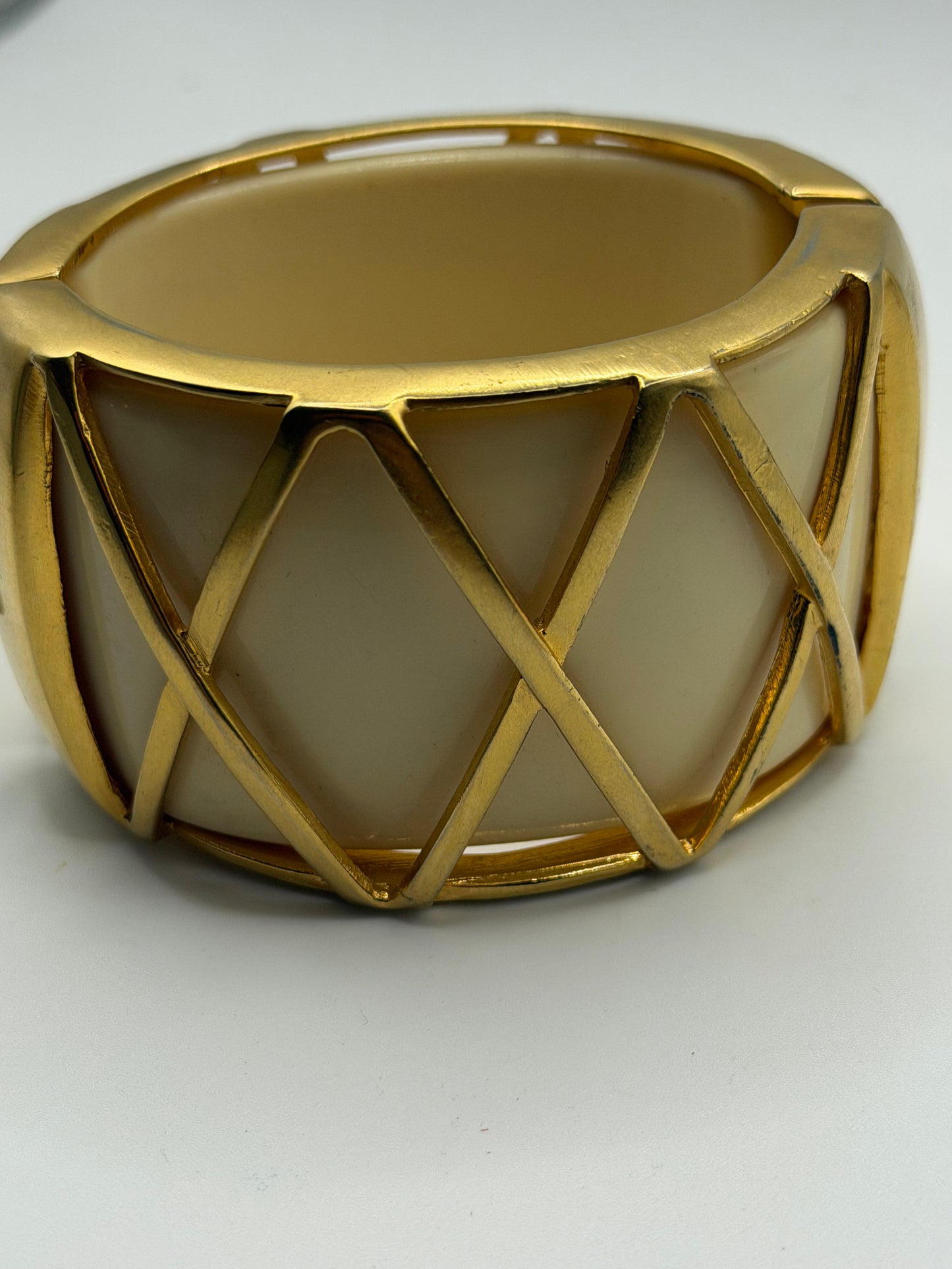 Vintage Gold Caged Cream Bangle