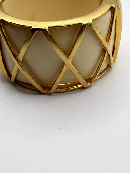 Vintage Gold Caged Cream Bangle
