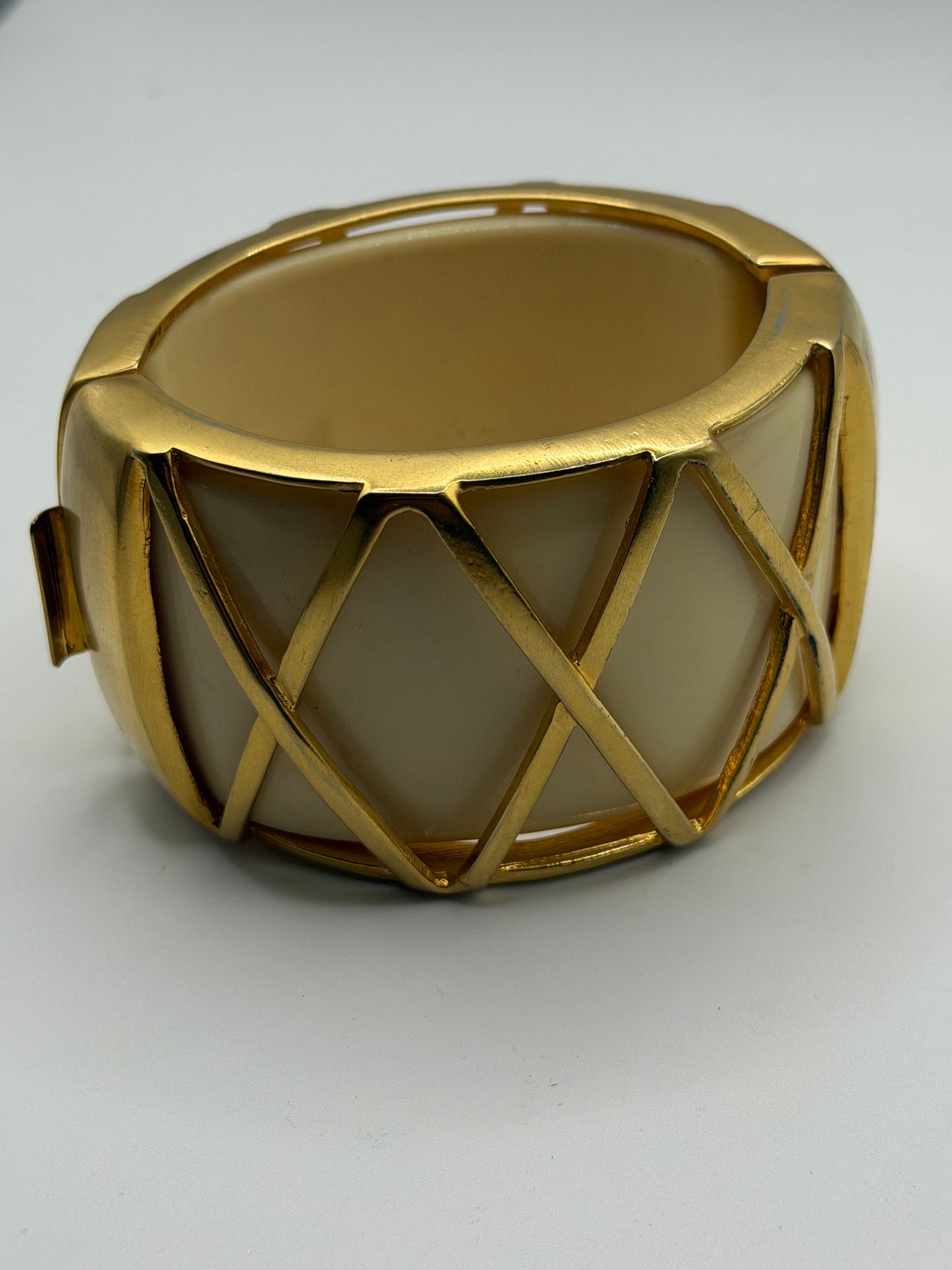 Vintage Gold Caged Cream Bangle