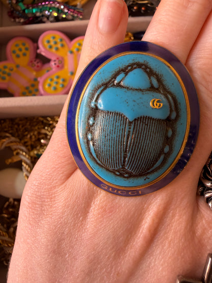 Oversized Gucci Scarab Cocktail Ring