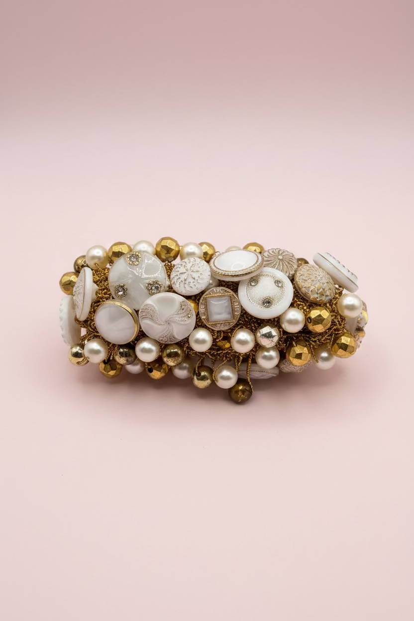 Vintage One-of-a-Kind Button Cuff Bracelet