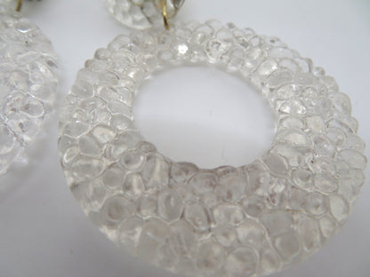 Vintage Clear Gummy Lucite Hoop Clip On Earrings