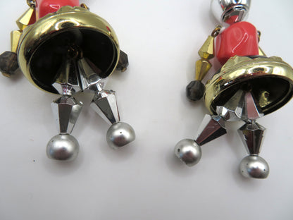 Vintage Rare Pink Articulated Chunky French Doll Earrings