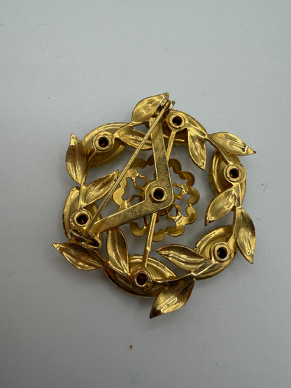 Vintage Olive Marquise Wreath Brooch, 1950s–60s