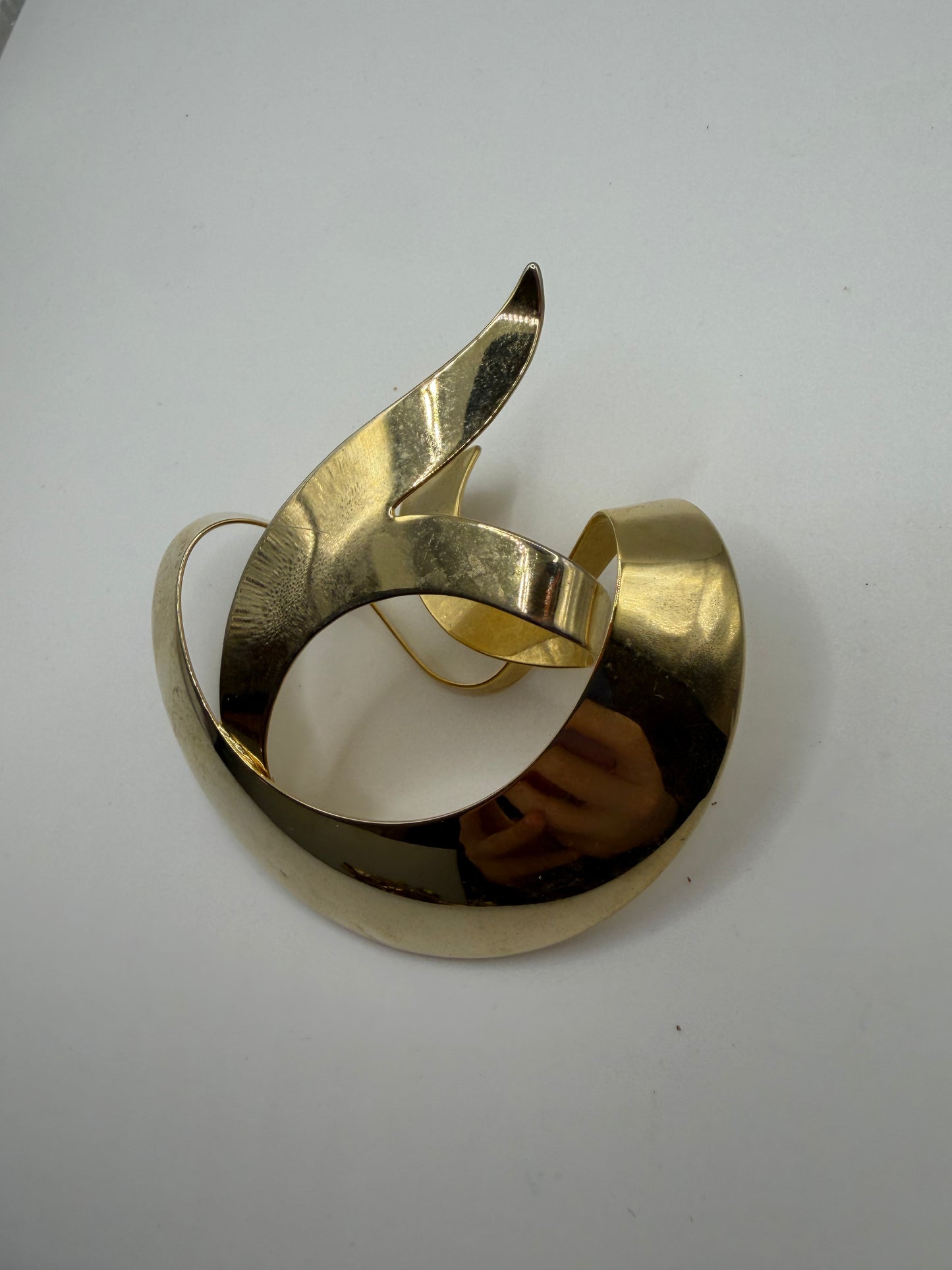 Vintage Unique & Rare Modernist Gold Ribbon Brooch, 1950s–60s