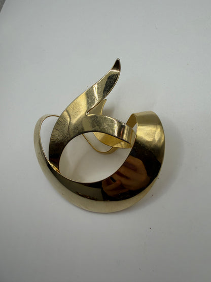 Vintage Unique & Rare Modernist Gold Ribbon Brooch, 1950s–60s