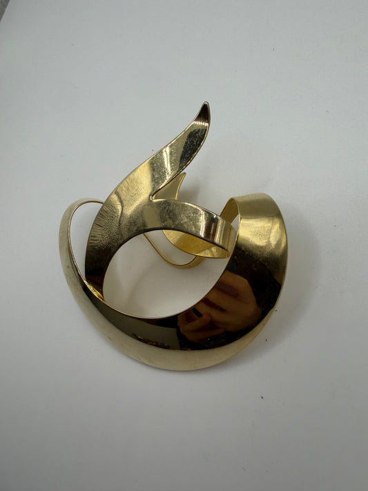 Vintage Unique & Rare Modernist Gold Ribbon Brooch, 1950s–60s
