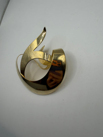 Vintage Unique & Rare Modernist Gold Ribbon Brooch, 1950s–60s