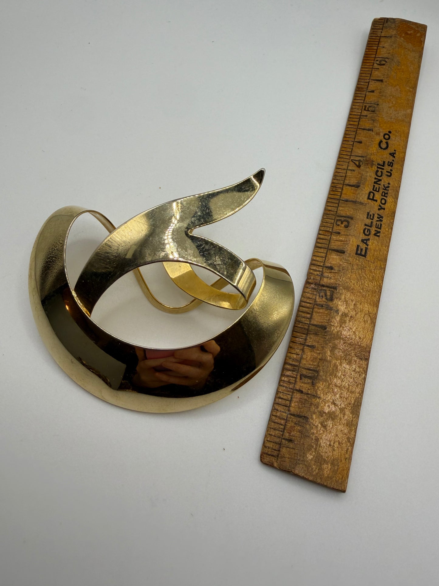 Vintage Unique & Rare Modernist Gold Ribbon Brooch, 1950s–60s