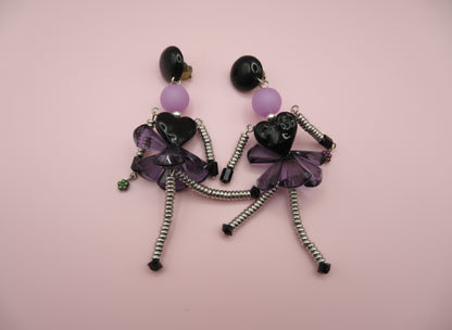 Vintage Rare Articulated Chunky French Doll Heart Earrings